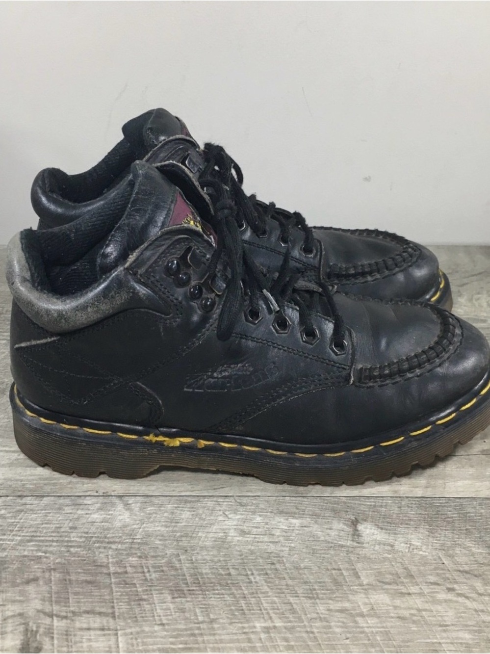 Vintage Dr. Martens England 8060 Docs Leather Black Terrain Chunky Mens Boots 8